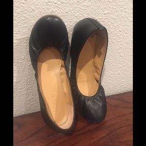 J Crew black leather ballet flats